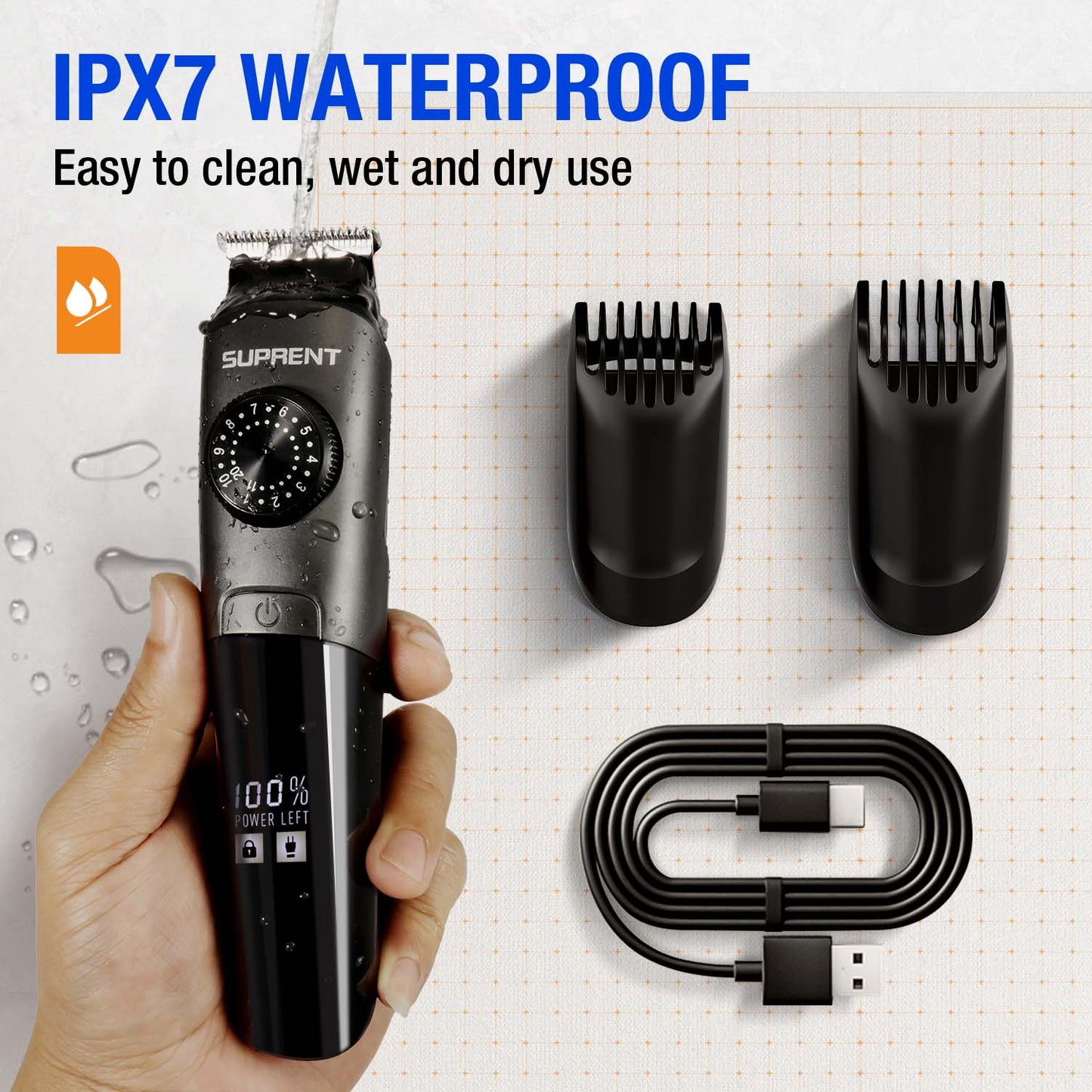 SUPRENT THE ORCA Waterproof Beard Trimmer for Men BT535BX