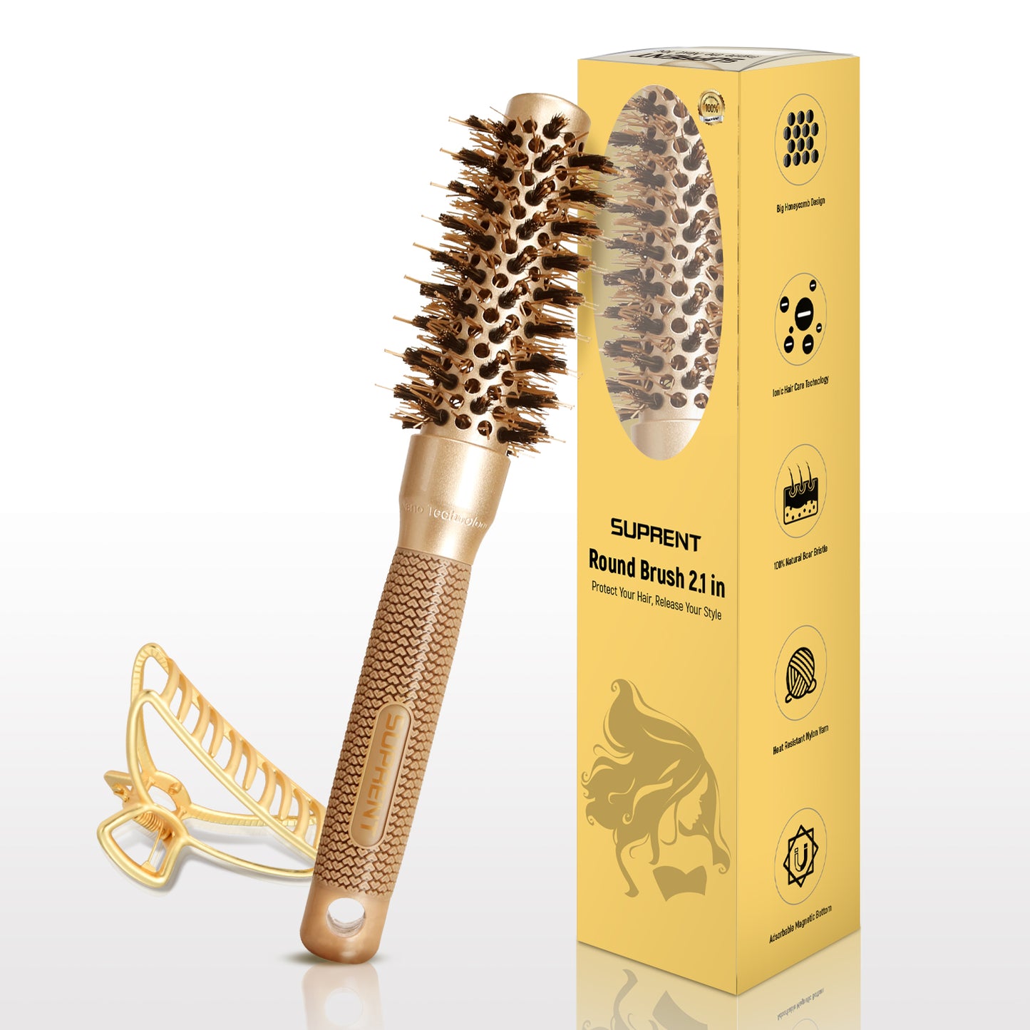 SUPRENT® Upgraded Round Brush With Natural Boar Bristles