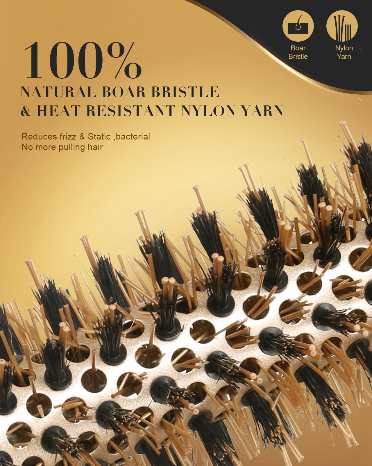 SUPRENT® Upgraded Round Brush With Natural Boar Bristles